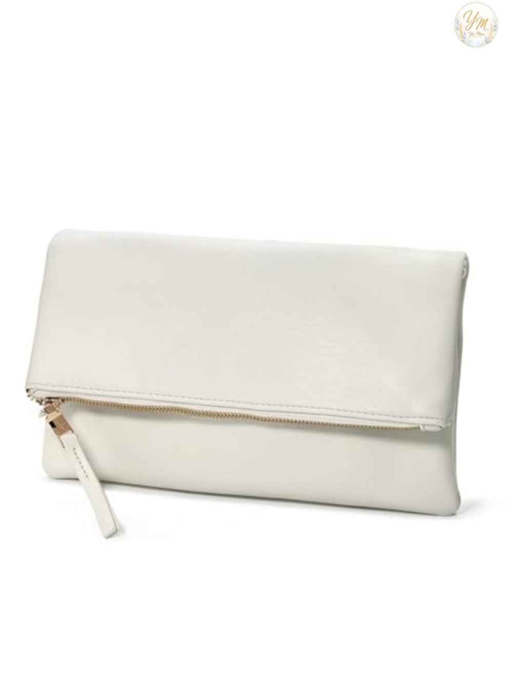 Vegan Leather Foldover Clutch with Chain Strap Crossbody Bag